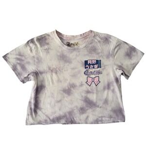 Sailor Moon Usagi Tie Dye Cropped T Shirt Womens L Anime Graphic Tee